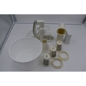 Presto Salad Shooter Electric Slicer Shredder White with Cones and Bucket Works!